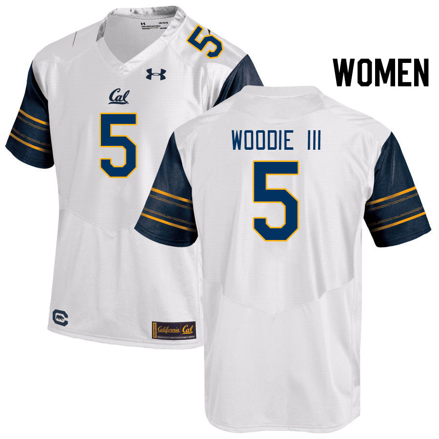 Women #5 Raymond Woodie III California Golden Bears College Football Jerseys Stitched Sale-White - Click Image to Close